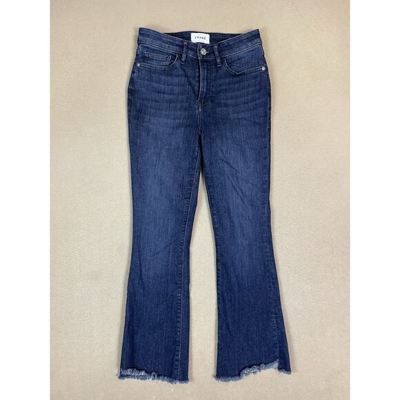 Frame Jeans Womens 25 Blue Le Crop Mini Boot Cut Raw Hem Mid Rise Stretch Denim‎ - Picture 1 of 13